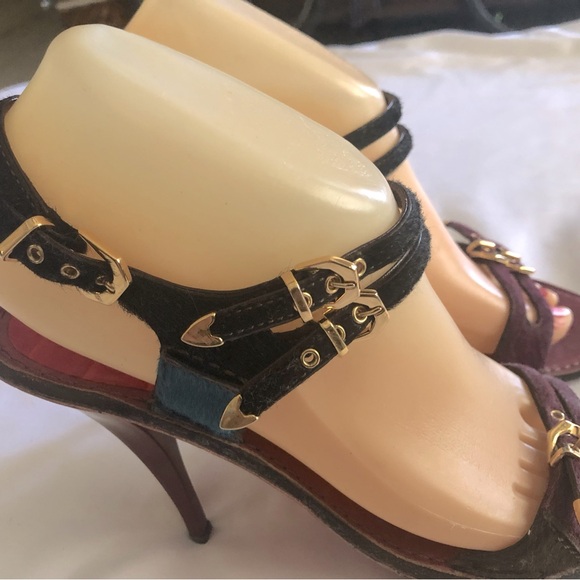 Louis Vuitton Crocodile Embossed Suede Multi Colored Leather Shoes Size 40 - Picture 5 of 16